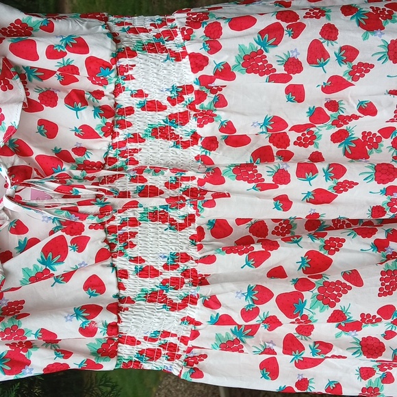 NWT Betsey Johnson 100% cotton slip on strawberry Maxi Dress Sz S - Picture 5 of 16